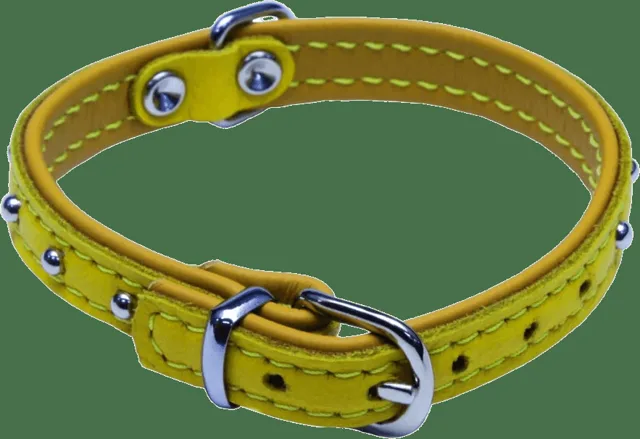 Kožený obojek BaF Denys 32cm žlutý