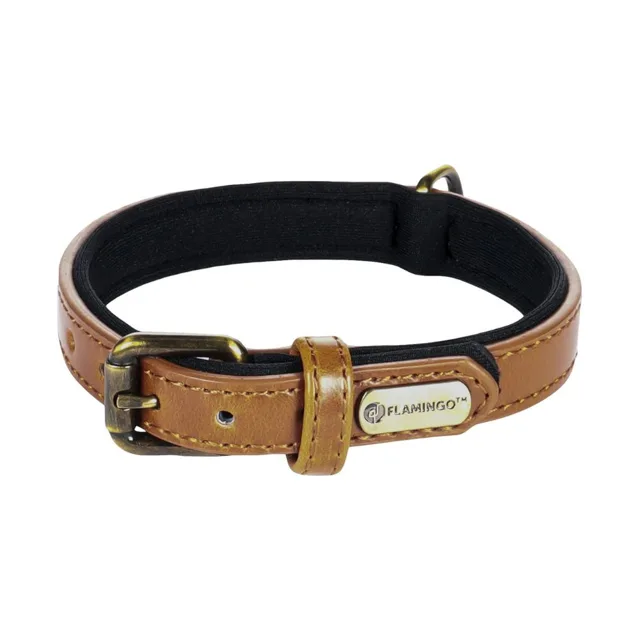 Kožený obojek Flamingo Laybo Cognac - S: 29-35cm | P54705
