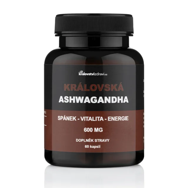 Království zdraví Královská Ashwagandha 600 mg, extrakt z Ašvagandy s 5 % withanolidů, 60 kapslí