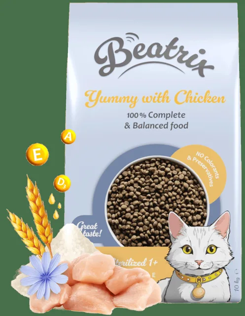 Krmivo Beatrix Sterilized Cat s kuřecím 10kg