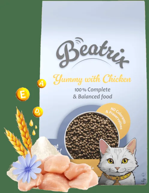 Krmivo Beatrix Sterilized Cat s kuřetem 1,4kg