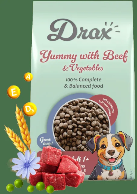 Krmivo Drax Adult Dog s hovězím a zeleninou 10kg