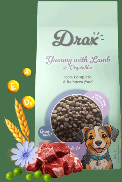 Krmivo Drax Adult Dog s jehněčím a zeleninou 3kg