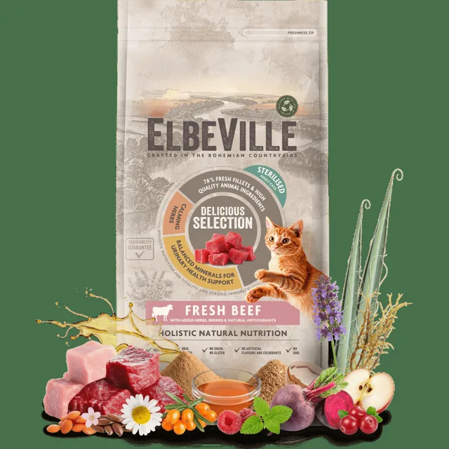 Krmivo ELBEVILLE Cat Sterilised Fresh Beef 4,8 kg