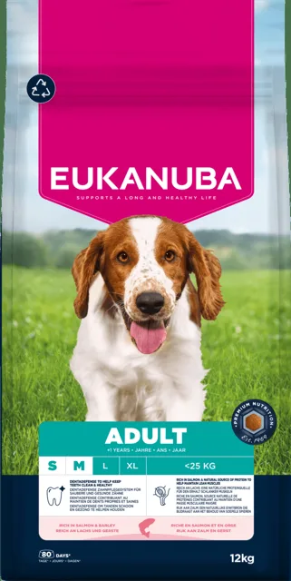 Krmivo Eukanuba Adult Small&Medium losos a ječmen 12kg
