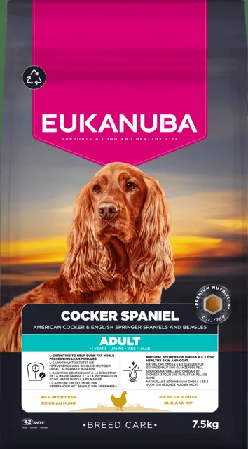 Krmivo Eukanuba Breed Care Adult Cocker Spaniel Chicken 7,5 kg