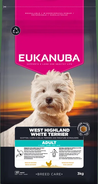 Krmivo Eukanuba Breed Care Adult West Highland White Terrier Chicken 3 kg