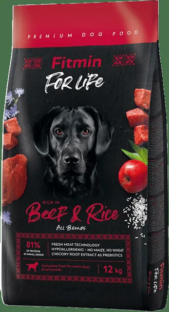 Krmivo Fitmin For Life Adult Beef & Rice 12 kg