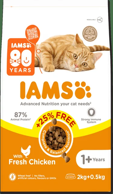 Krmivo IAMS Cat Adult Chicken 2kg + 500g zdarma