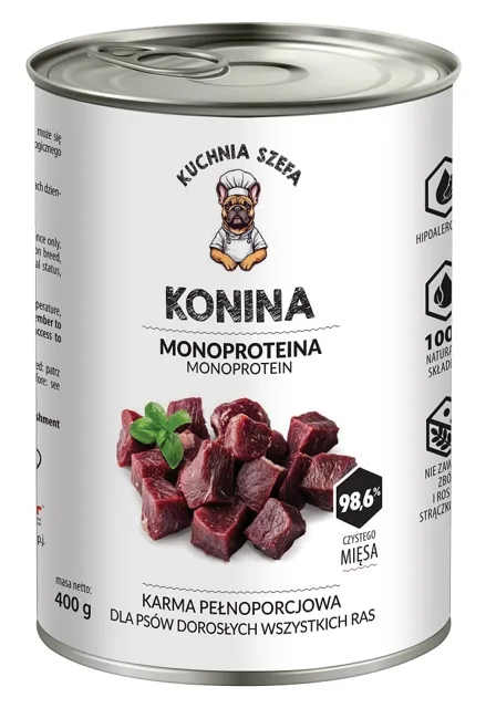 KUCHNIA SZEFA Konina mokré krmivo pro psy 400 g