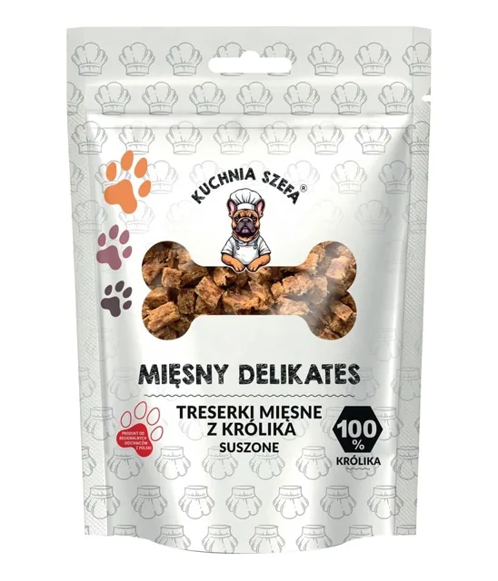 KUCHNIA SZEFA Masový Delikates Treserki Králík 80g sušené pamlsky pro psy