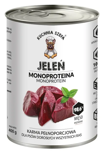 KUCHNIA SZEFA Monoprotein Jelen 400g konzerva pro psy