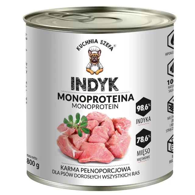 KUCHNIA SZEFA Monoprotein Krocan 800g konzerva pro psy