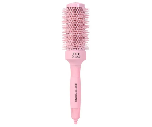 Kulatý foukací kartáč s nylonovými štětinami Sister Young Elix Cera Heat - 43 mm - růžový + dárek zdarma