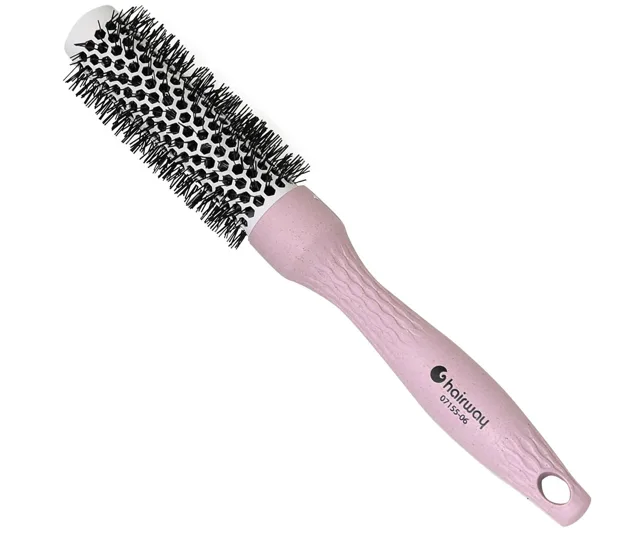 Kulatý kartáč z organického materiálu s nylonovými štětinami Hairway Organica - fialový, 25 mm (07155-06) + dárek zdarma