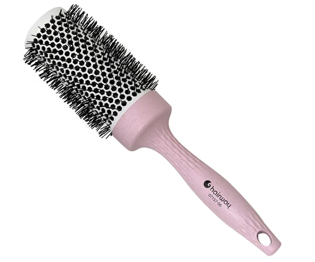 Kulatý kartáč z organického materiálu s nylonovými štětinami Hairway Organica - fialový, 43 mm (07157-06) + dárek zdarma