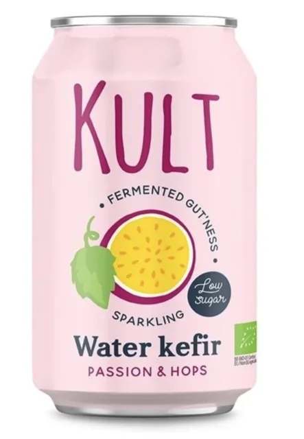 Kult Water Kefir, vodní kefír, chmel a mučenka, BIO, 330 ml
