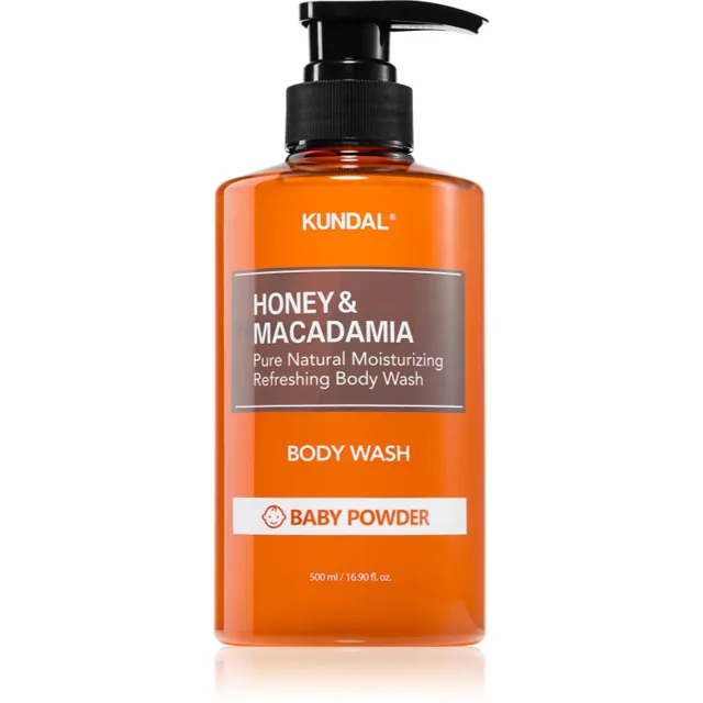 KUNDAL Honey & Macadamia Baby Powder jemný sprchový gel s hydratačním účinkem 500 ml