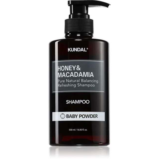 KUNDAL Honey & Macadamia Baby Powder přírodní šampon pro suché a poškozené vlasy 500 ml