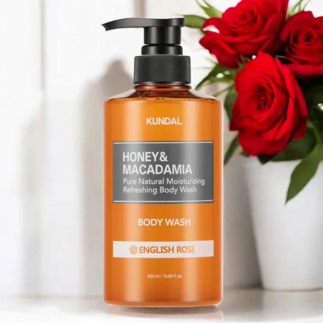 Kundal Honey&Macadamia Body Wash - Jemný sprchový gel s medem s vůní ENGLISH ROSE - 500 ml