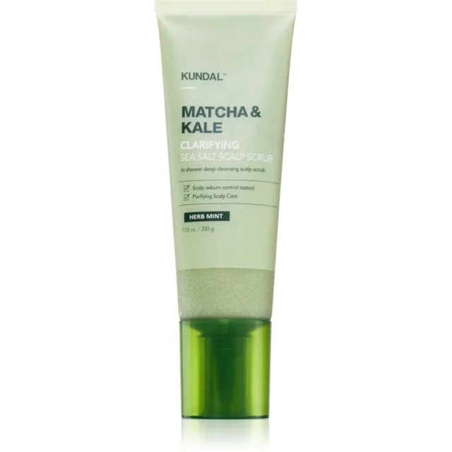 KUNDAL Matcha & Kale Herb Mint čisticí peeling na vlasy a vlasovou pokožku 200 g