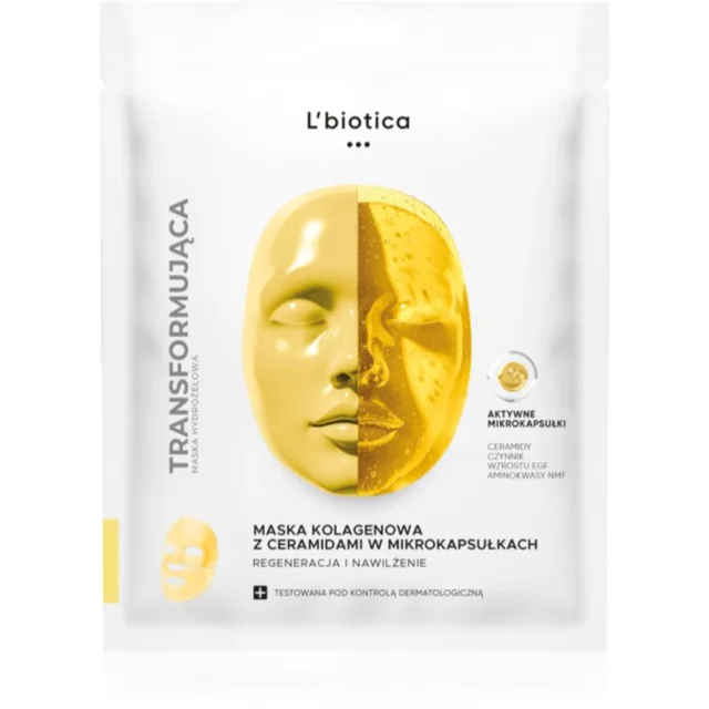 L’biotica Transforming Collagen Mask with Ceramides in Microcapsules kolagenová maska pro regeneraci a výživu pleti 1 ks