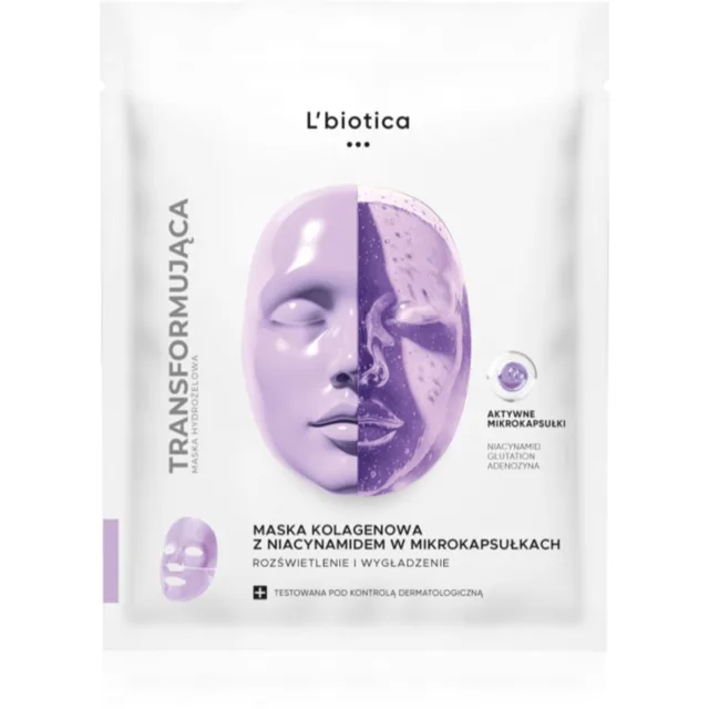 L’biotica Transforming Collagen Mask with Niacinamide in Microcapsules kolagenová maska pro rozjasnění pleti 1 ks