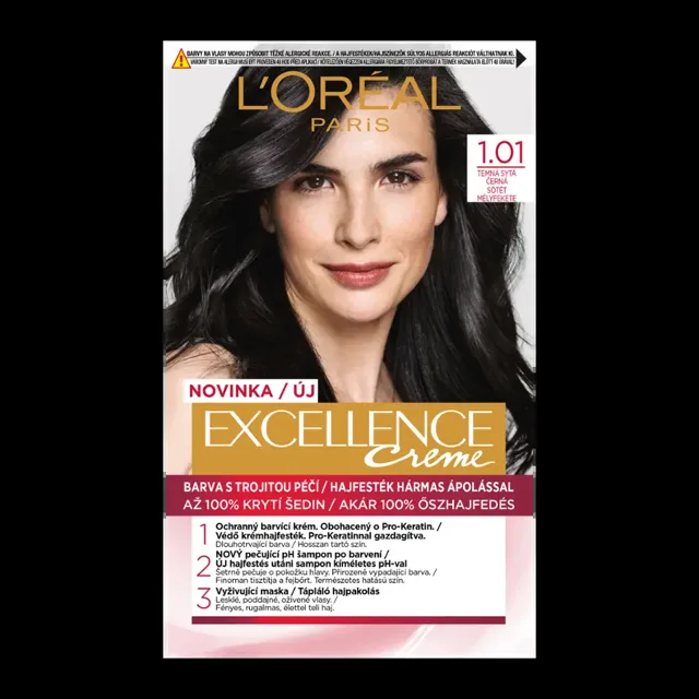 L'Oréal Barva na vlasy Excellence Creme 1.01 temná sytá černá