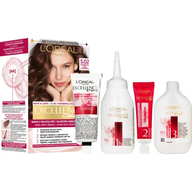 L’Oréal Paris Excellence Creme barva na vlasy odstín 5.02 Light Brown 1 ks