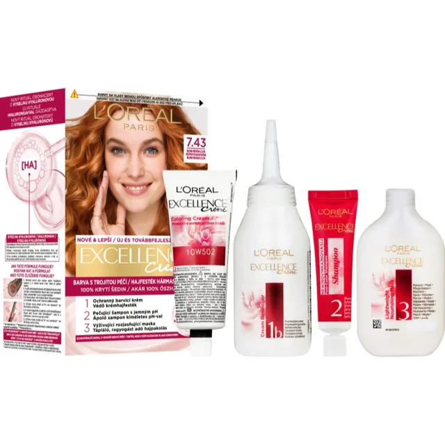 L’Oréal Paris Excellence Creme barva na vlasy odstín 7.43 Blonde Copper 1 ks