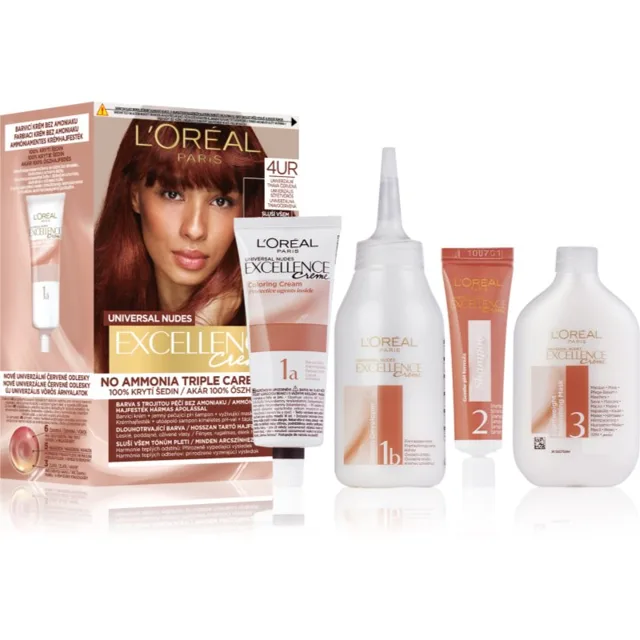 L’Oréal Paris Excellence Universal Nudes permanentní barva na vlasy odstín 4UR Universal Dark Red 1 ks