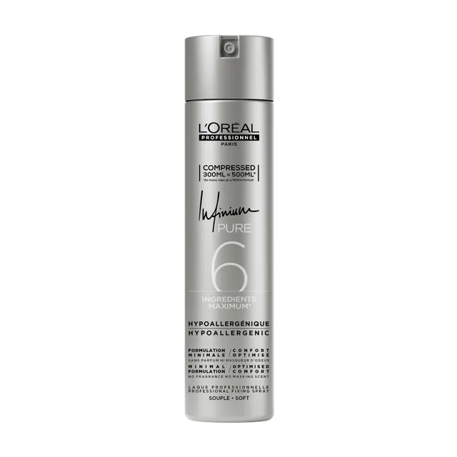 L'Oréal Professionnel Hypoalergenní lak na vlasy s lehkou fixací Infinium Pure Soft (Hairspray) 300 ml
