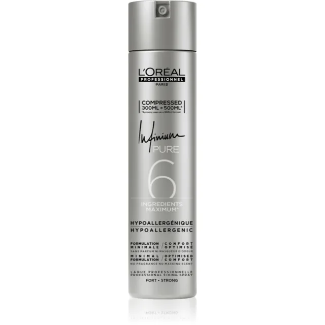 L’Oréal Professionnel Infinium Pure hypoalergenní lak na vlasy silné zpevnění bez parfemace 300 ml