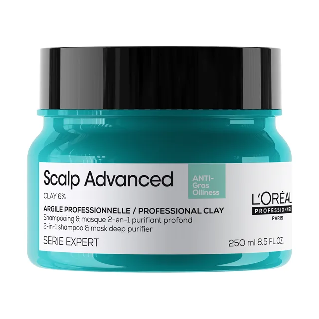 L'Oréal Professionnel Šampon a maska pro mastnou pokožku hlavy 2 v 1 Scalp Advanced (Anti-Oiliness 2-in-1 Clay) 250 ml
