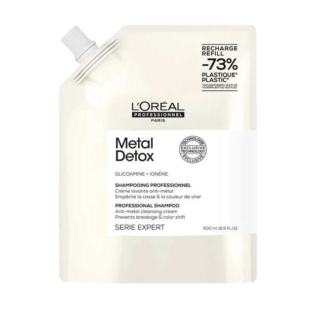 L'Oréal Professionnel Šampon pro barvené a poškozené vlasy, pro lesk vlasů, déletrvající barvu, bohatá textura Serie Expert Metal Detox (Professional Shampoo) 500 ml - náhradní náplň