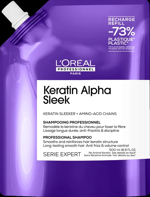L'Oréal Professionnel Uhlazující šampon Keratin Alpha Sleek Shampoo 500 ml - náhradní náplň