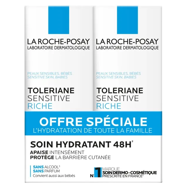 La Roche Posay Sada pleťových krémů Sensitive Riche Soin Hydratant 2 x 40 ml