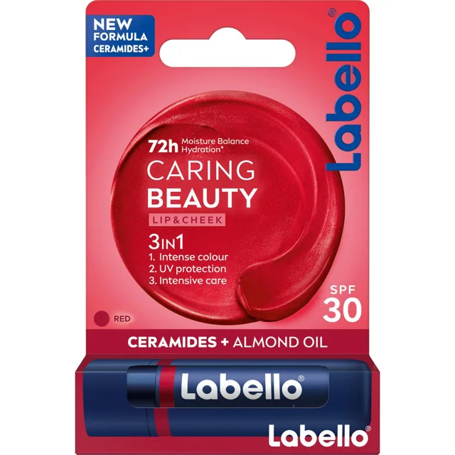 Labello Balzám na rty SPF 30 Red Caring Beauty Lip & Cheek 4,8 g