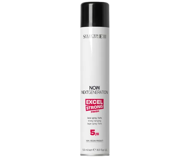 Lak na vlasy se silnou fixací Selective Professional Now Next Generation Excel Strong Finish - 500 ml + dárek zdarma