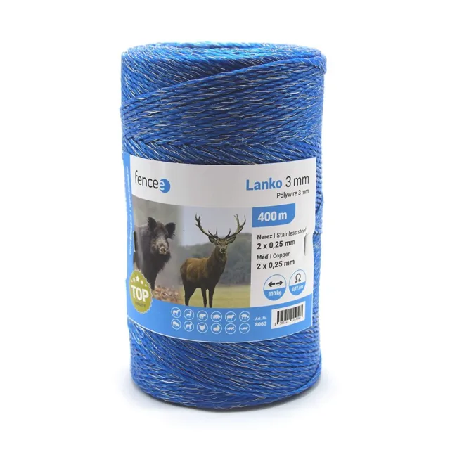 Lanko pro elektrický ohradník, průměr 3 mm, modré | P48895