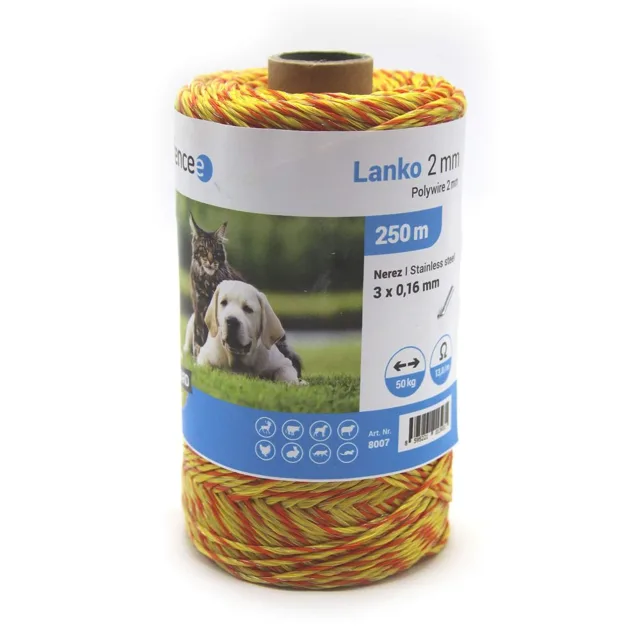 Lanko pro elektrický ohradník, šířka 10 mm, žluto-oranžová, délka 250 m | P48825