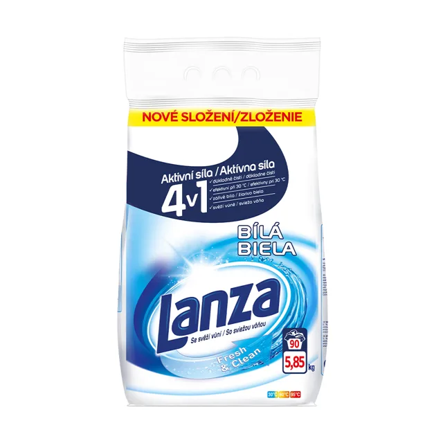 Lanza Fresh & Clean prášek na praní na bílé prádlo 90 dávek