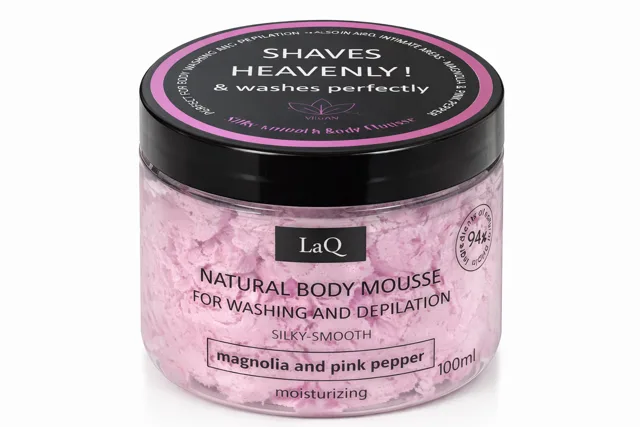 LaQ Natural Body Mousse – tělová pěna na mytí a depilaci Magnolie & růžový pepř 100 ml