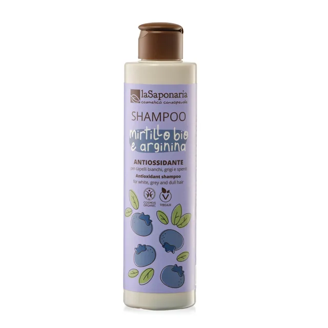laSaponaria Antioxidační šampon na šedivé vlasy s BIO borůvkou a argininem 200 ml