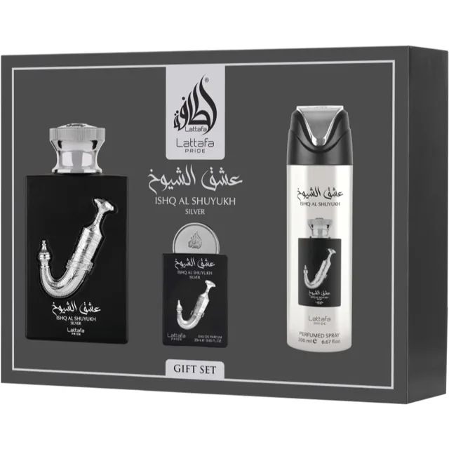 Lattafa Pride Ishq Al Shuyukh Silver dárková sada unisex 1 ks