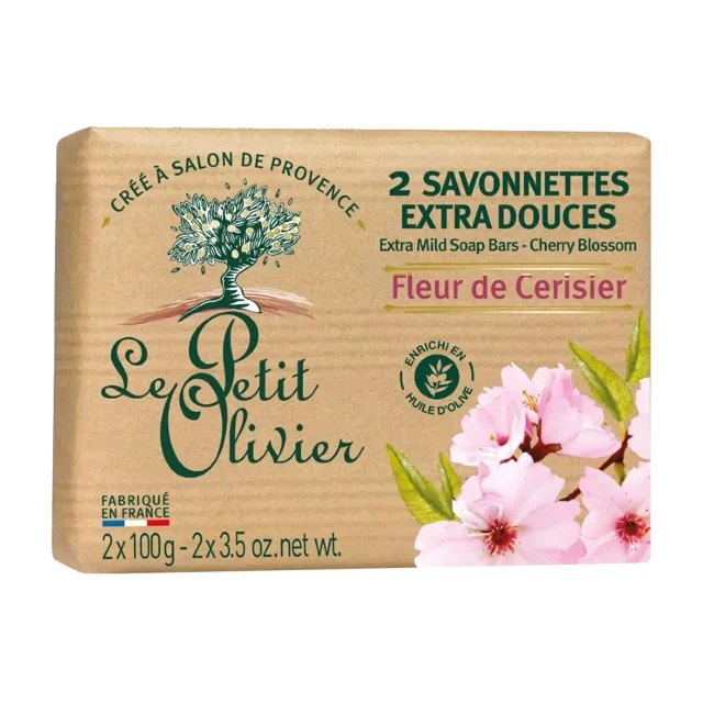 Le Petit Olivier Extra jemné mýdlo Třešňový květ 2x100 g