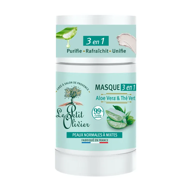 Le Petit Olivier Pleťová maska v tyčince 3v1 Aloe vera a zelený čaj 50 g