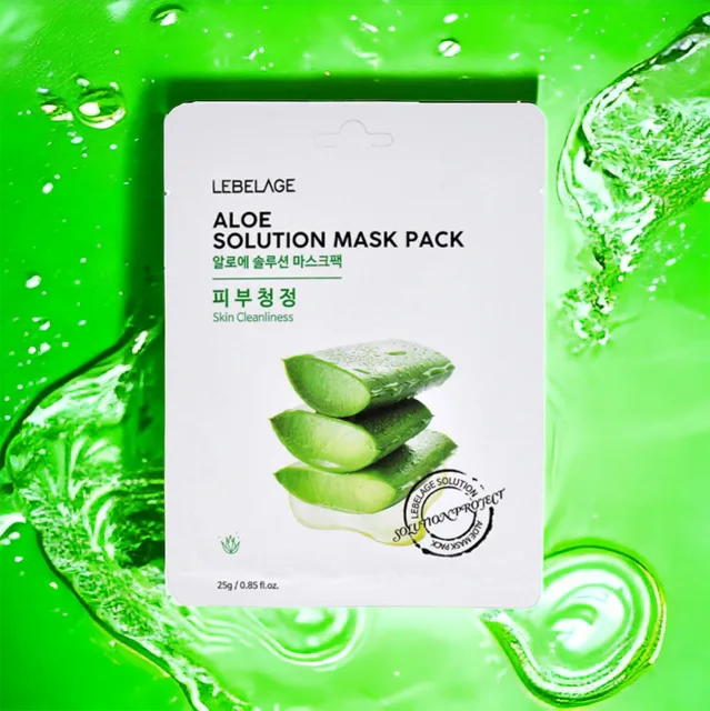 LEBELAGE - Aloe Solution Mask Pack - Plátýnková maska s Aloe pro čistou pleť - 25 g
