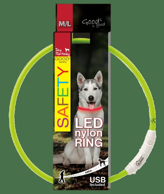 LED svítící obojek z nylonu zelený 65cm