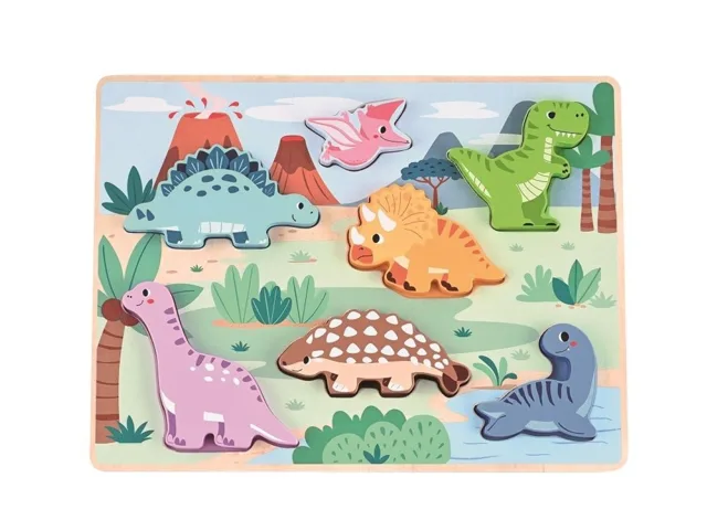 Lelin Dřevěné 3D puzzle - dinosauři
